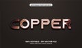 Realistic copper text effect. Editable metallic bronze text effect