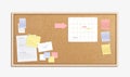 Realistic cork board with memo papers Royalty Free Stock Photo