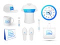 Realistic corporate souvenirs set vector promotion design for company branding identification