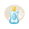 Realistic cosmetic products. Beautiful figured glass bottle, with fragrant perfume.