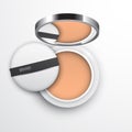 Realistic cosmetics powder package design, top view