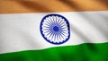 Realistic cotton flag of India as a background. India flag waving in the wind. Background with rough textile texture