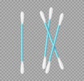 Realistic cotton swabs for cosmetic or medicine. Ear wool stick for wax cleansing Royalty Free Stock Photo