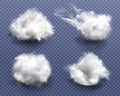 Realistic cotton wool, clouds or wadding balls set