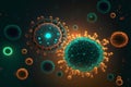 Realistic Covid-19 Virus Bacteria Background. Generative ai Royalty Free Stock Photo