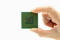 Realistic cpu back view processor chip in hand Royalty Free Stock Photo