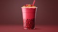 Realistic Cranberry Smoothie With Peanut Butter And Poppy Seeds