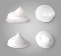 Realistic cream foam. White mousse or foaming milk gel drops light ointment beauty product vector texture forms Royalty Free Stock Photo