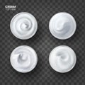 Realistic Cream Set TOP view. Set of special 3d effects. cosmetic white cream for skin On transparent