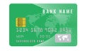 Realistic credit card design template with a chip frontside view mock up. Geen color. Royalty Free Stock Photo