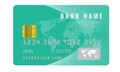 Realistic credit card design template with a chip frontside view mock up. Geen color. Royalty Free Stock Photo