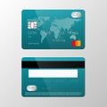 Realistic credit card mockup template, vector