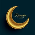 Realistic crescent eid golden moon with islamic decoration