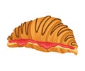 Realistic Croissant with Sweet Stuffing Vector Illustration