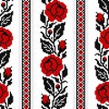 Realistic Cross-Stitch Embroideried Seamless Pattern with Roses