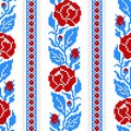 Realistic Cross-Stitch Embroideried Seamless Pattern with Roses