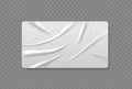 Realistic Crumpled Sticker Isolated On Transparent Background. Realistic 3d Vector Rectangular Patch With High Detail