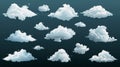 A realistic cumulus cloud set isolated on a transparent background. Modern illustration with white transparent smoke Royalty Free Stock Photo