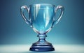 Rewrite this title : realistic cup transparent glass trophy for winner Generative AI