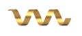 Realistic curled festive metallic golden twist ribbon 3d template vector illustration