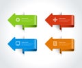 Realistic curved arrows glossy paper bookmark horizontal infographics scheme template vector