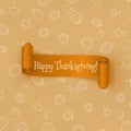 Realistic curved orange Thanksgiving Ribbon