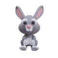 Realistic cute rabbit model on white background. Chinese zodiac symbol