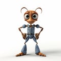 Realistic Cybersteampunk Cartoon Ant In Denim Outfit