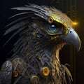 Realistic Cyborg Eagle with metal plates Royalty Free Stock Photo
