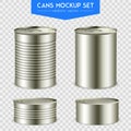 Realistic Cylindrical Cans Mockup Set