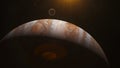 Illustration Realistic 3D animation of Jupiter and its moon Royalty Free Stock Photo