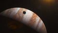 Illustration Realistic 3D animation of Jupiter and its moon