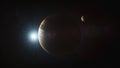 Illustration Realistic 3D animation of Jupiter rotating in dark outer space