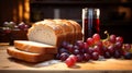 Realistic 3d Ar Image: Wheat Bread And Grape Jelly On Wooden Table