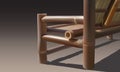 Realistic 3d bamboo bench. Traditional wooden chair design. Vector design in brown color