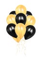 Realistic 3d black and golden ballons. Colorful glossy Ballon. Balloons isolated mockup for anniversary, birthday party. Design Royalty Free Stock Photo