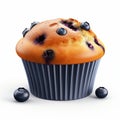 Realistic 3d Blueberry Muffin Cupcake With Rubber Texture