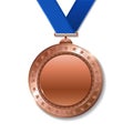 Realistic 3d bronz trophy champion award medal for winner.