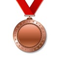 Realistic 3d bronz trophy champion award medal for winner.