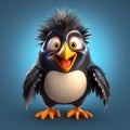 Realistic 3d Cartoon Penguin Rendering: Macaroni Penguin Erik From Happy Feet