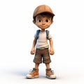 Realistic 3d Cartoon Rendering Of Aiden As A Kid With Hat