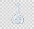 Realistic 3D chemical lab beaker, glass flask. Royalty Free Stock Photo