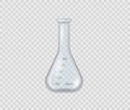 Realistic 3D chemical lab beaker, glass flask. Royalty Free Stock Photo