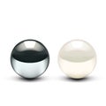 Realistic 3D Chrome Ball And Shiny Pearl Isolated On White Background