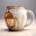 Realistic 3d Coffee Mug With Gold Drip Zbrush Inspired Design