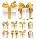 Realistic 3D Collection of Colorful Gold Pattern Gift Box Royalty Free Stock Photo