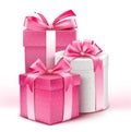 Realistic 3D Collection of Colorful Pattern Gifts for Ladies with Pink Ribbon