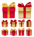 Realistic 3D Collection of Colorful Red Pattern Gift Box