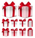 Realistic 3D Collection of Colorful Red Pattern Gift Box