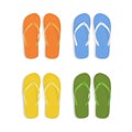 Realistic 3d Colorful Flip Flops Beach Slippers Sandals Set. Vector Royalty Free Stock Photo